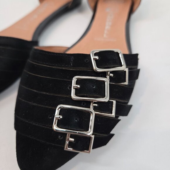 Jeffrey Campbell Ibiza Black Taken Pointy Toe Buckle Strap Flats Women's Size 7 - Picture 3 of 11